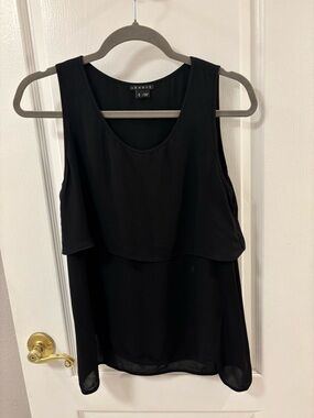Theory Silk Black Layered Tank Top size S